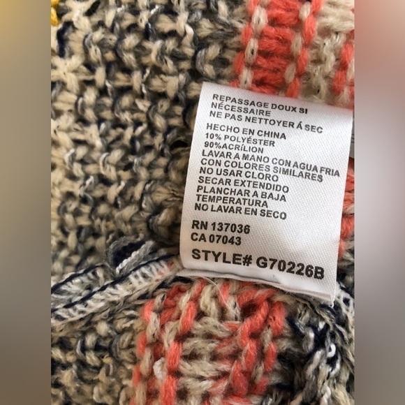 Paper Crane Knit Long Cardigan Duster Multicolor Fringe Open Front Medium - Picture 11 of 16